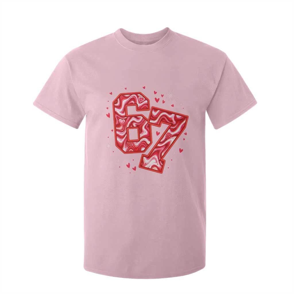 Glitch Swirl Effect Printed Six Seven Meme T Shirt For Kid Valentines Day Gift TS12 Light Pink Print Your Wear
