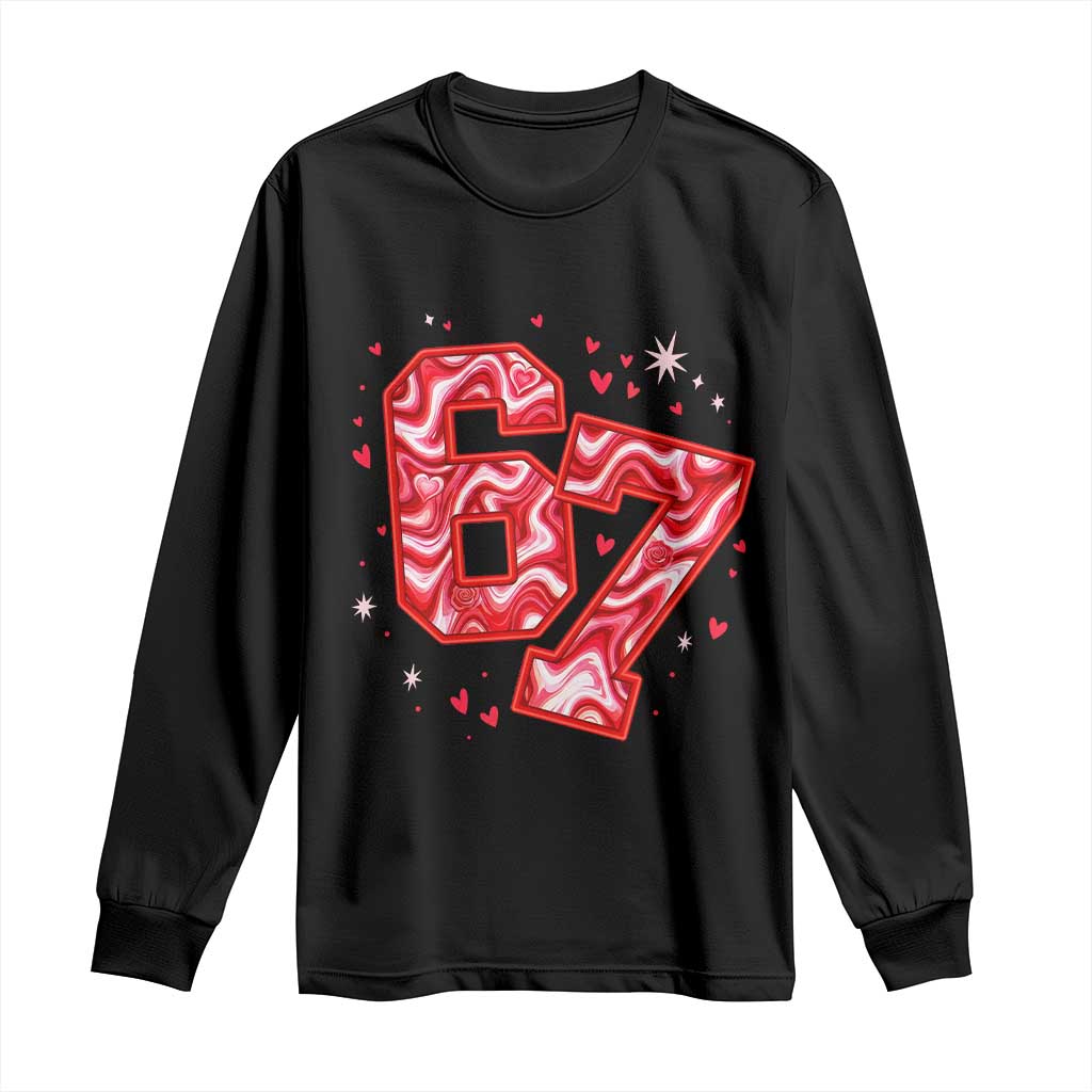 Glitch Swirl Effect Printed Six Seven Meme Long Sleeve Shirt Valentines Day Gift TS12 Black Print Your Wear
