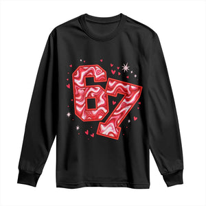 Glitch Swirl Effect Printed Six Seven Meme Long Sleeve Shirt Valentines Day Gift TS12 Black Print Your Wear