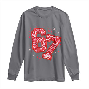 Glitch Swirl Effect Printed Six Seven Meme Long Sleeve Shirt Valentines Day Gift TS12 Charcoal Print Your Wear