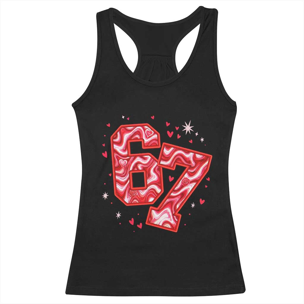 Glitch Swirl Effect Printed Six Seven Meme Racerback Tank Top Valentines Day Gift TS12 Black Print Your Wear