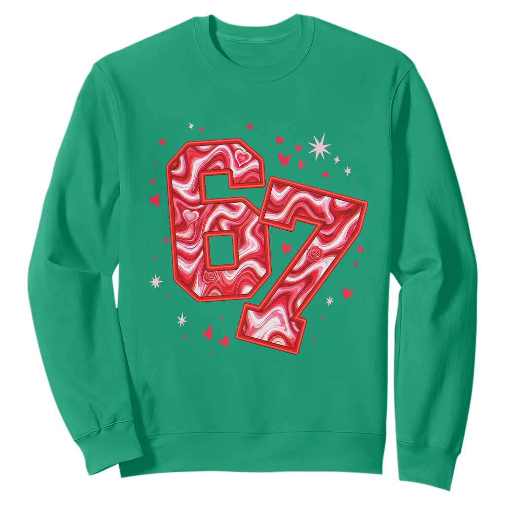 Glitch Swirl Effect Printed Six Seven Meme Sweatshirt Valentines Day Gift TS12 Irish Green Print Your Wear