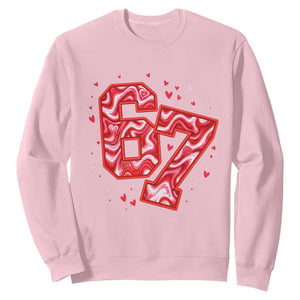 Glitch Swirl Effect Printed Six Seven Meme Sweatshirt Valentines Day Gift TS12 Light Pink Print Your Wear