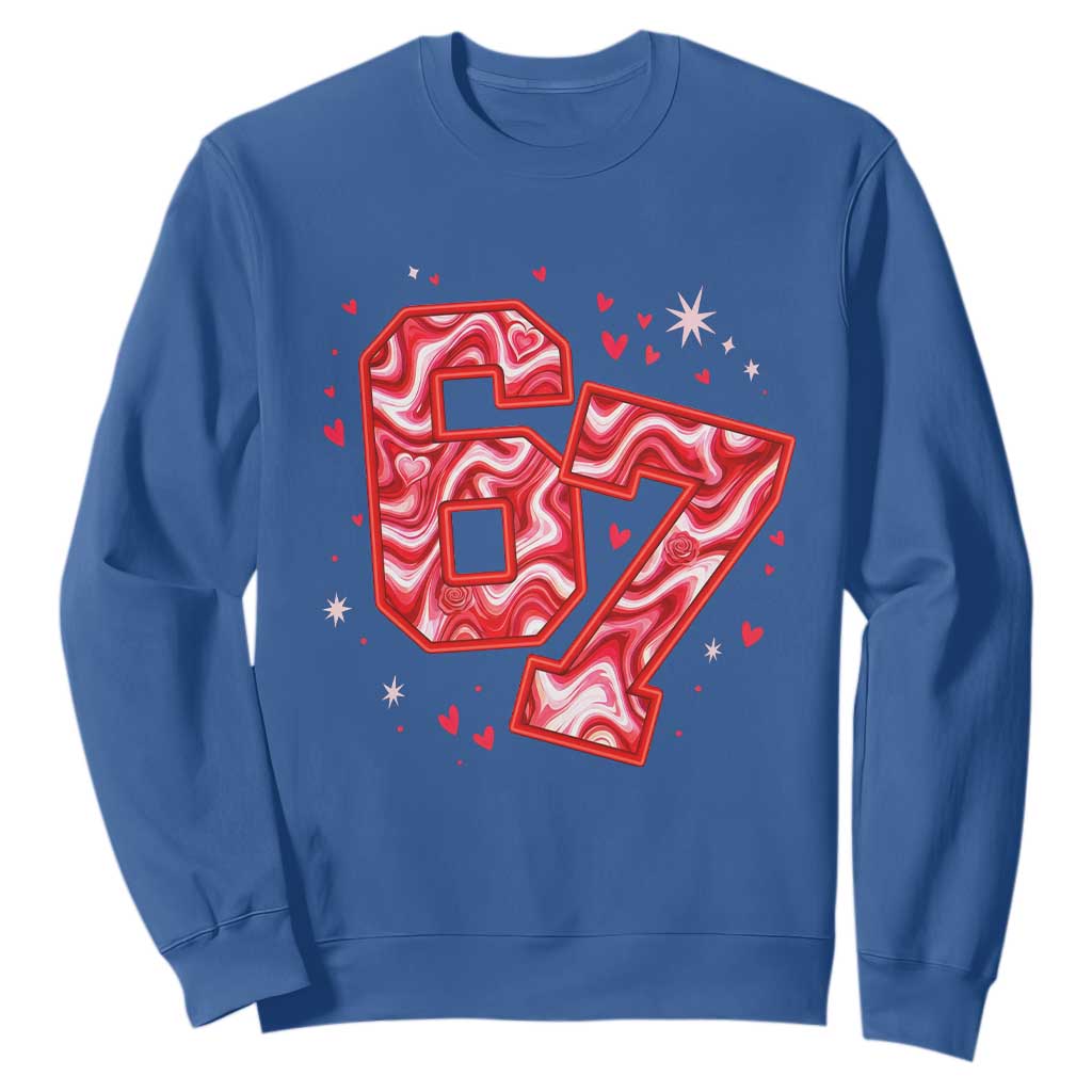Glitch Swirl Effect Printed Six Seven Meme Sweatshirt Valentines Day Gift TS12 Royal Blue Print Your Wear