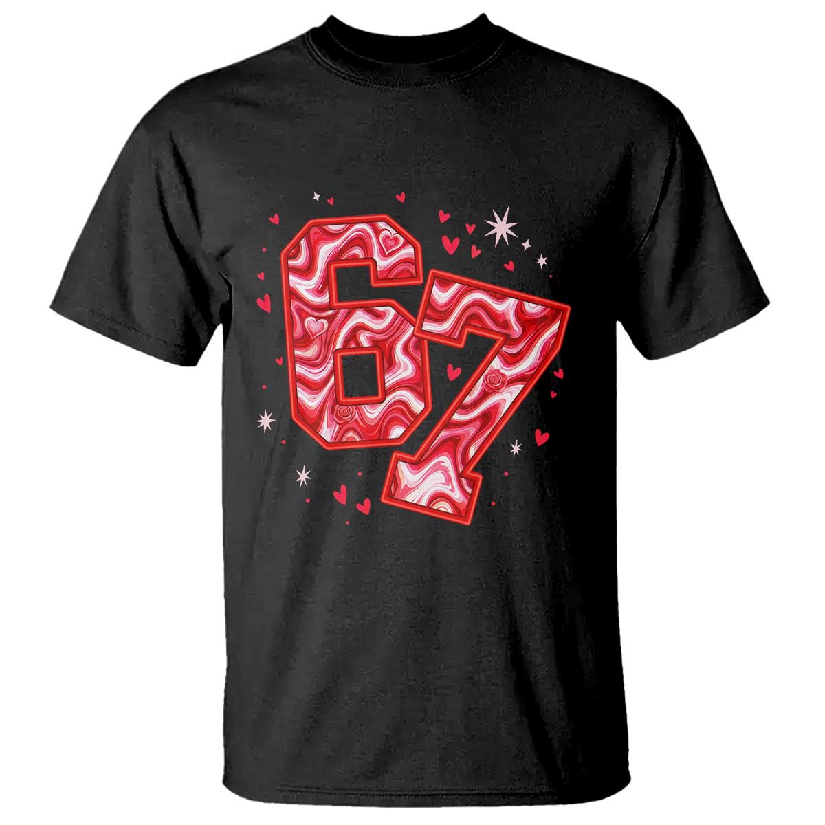 Glitch Swirl Effect Printed Six Seven Meme T Shirt Valentines Day Gift TS12 Black Print Your Wear