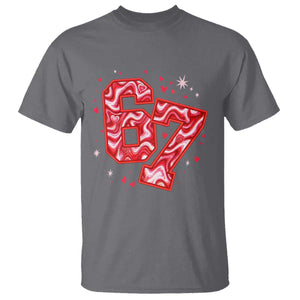 Glitch Swirl Effect Printed Six Seven Meme T Shirt Valentines Day Gift TS12 Charcoal Print Your Wear