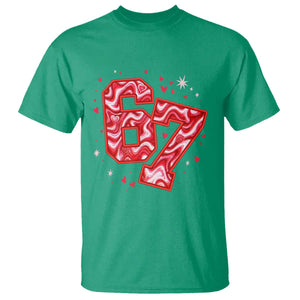 Glitch Swirl Effect Printed Six Seven Meme T Shirt Valentines Day Gift TS12 Irish Green Print Your Wear
