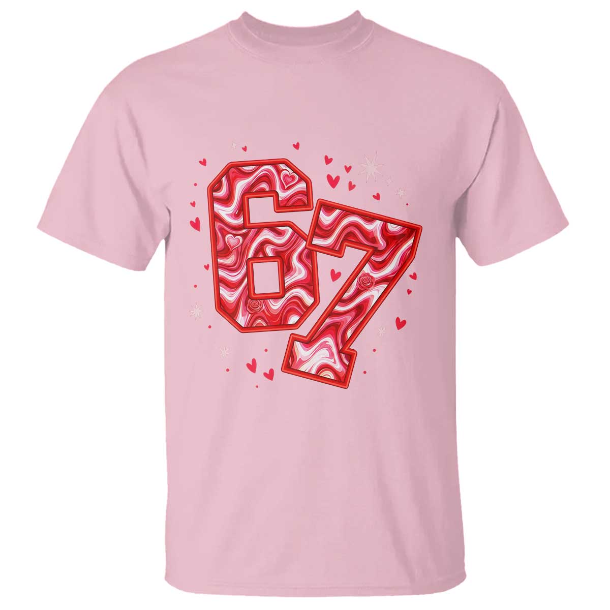 Glitch Swirl Effect Printed Six Seven Meme T Shirt Valentines Day Gift TS12 Light Pink Print Your Wear