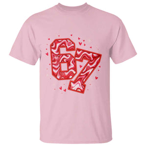 Glitch Swirl Effect Printed Six Seven Meme T Shirt Valentines Day Gift TS12 Light Pink Print Your Wear