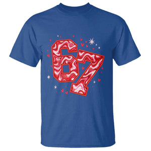 Glitch Swirl Effect Printed Six Seven Meme T Shirt Valentines Day Gift TS12 Royal Blue Print Your Wear