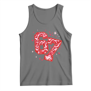 Glitch Swirl Effect Printed Six Seven Meme Tank Top Valentines Day Gift TS12 Black Heather Print Your Wear