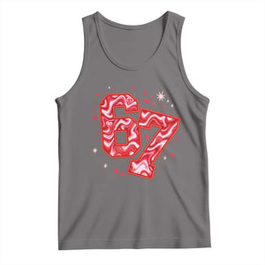 Glitch Swirl Effect Printed Six Seven Meme Tank Top Valentines Day Gift TS12 Deep Heather Print Your Wear