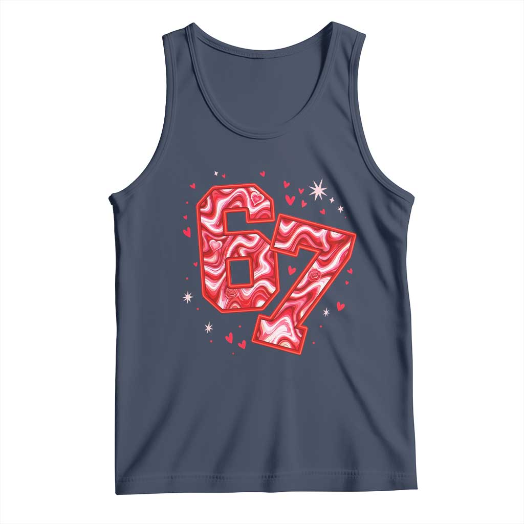 Glitch Swirl Effect Printed Six Seven Meme Tank Top Valentines Day Gift TS12 Navy Print Your Wear