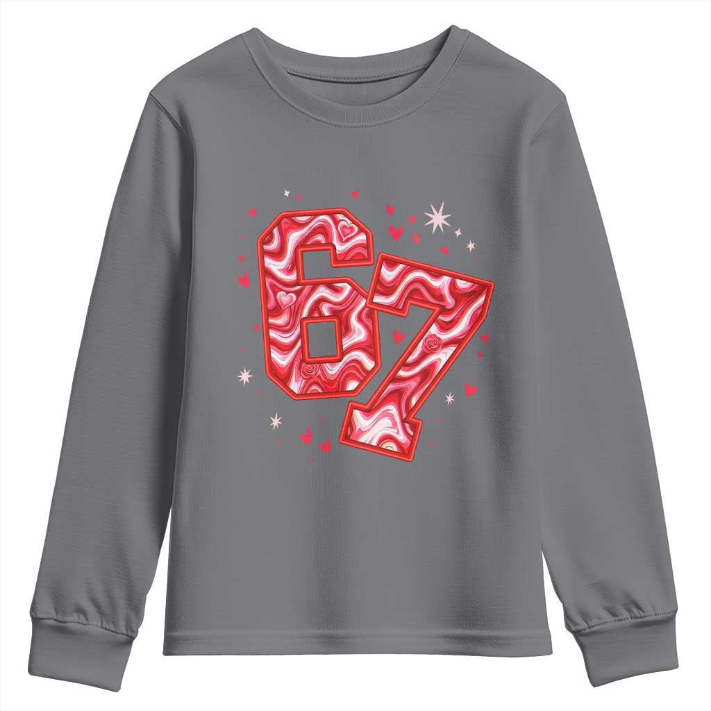 Glitch Swirl Effect Printed Six Seven Meme Youth Sweatshirt Valentines Day Gift TS12 Charcoal Print Your Wear