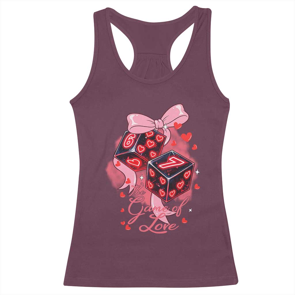 Funny The Game Of Love Six Seven Dice Meme Racerback Tank Top TS12 Maroon Print Your Wear