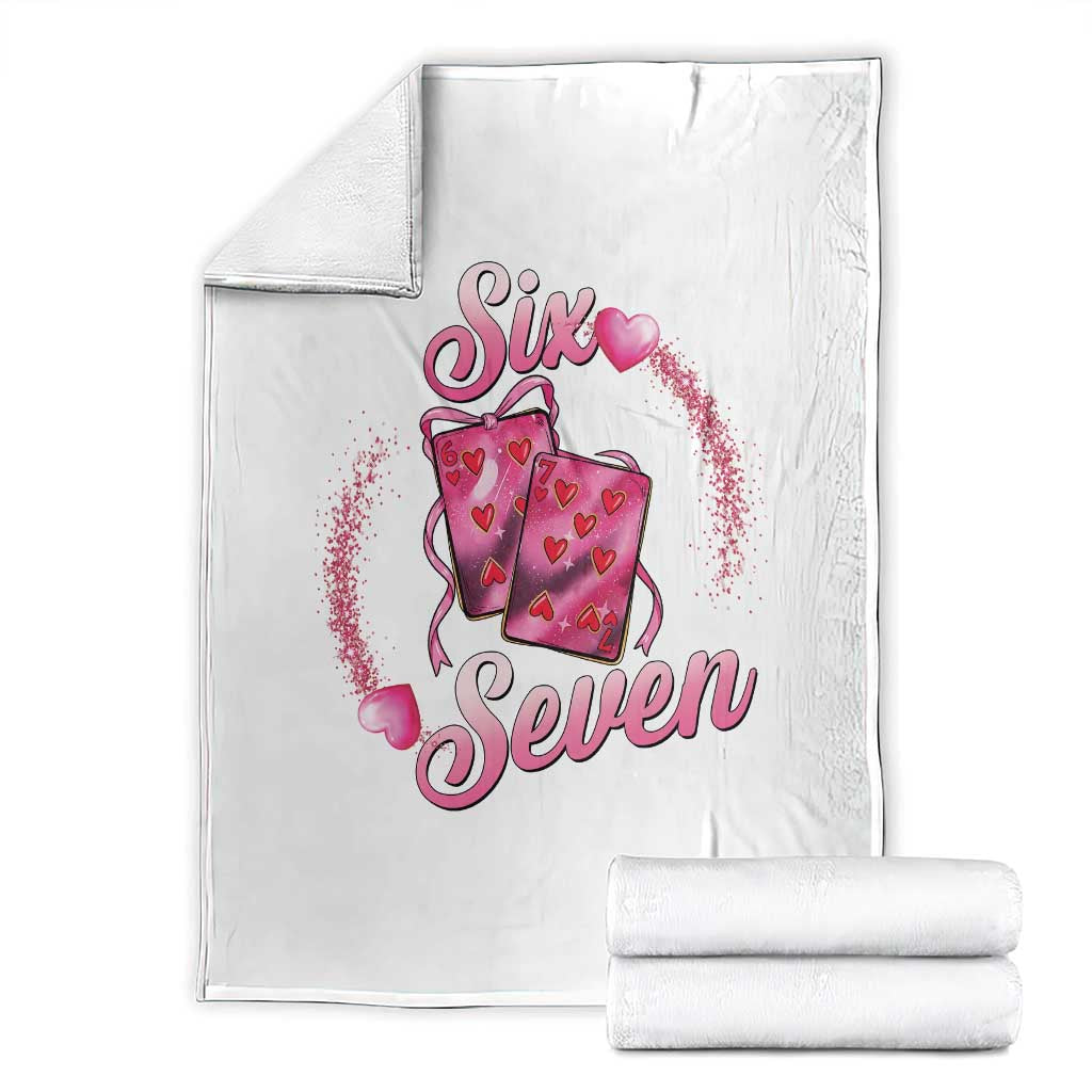 Playing Cards 67 Of Hearts Throw Blanket Six Seven Valentine Meme TS12 White Print Your Wear