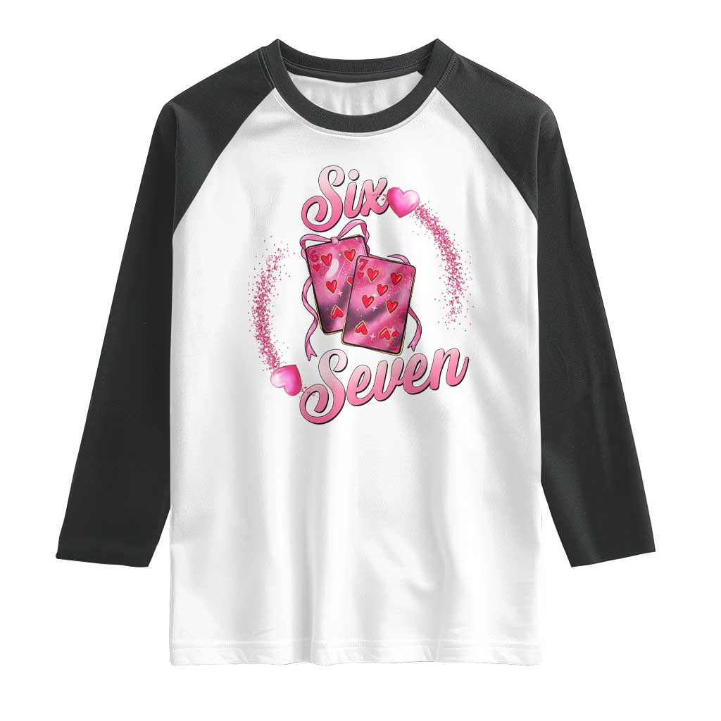 Playing Cards 67 Of Hearts Raglan Shirt Six Seven Valentine Meme TS12 White Black Print Your Wear