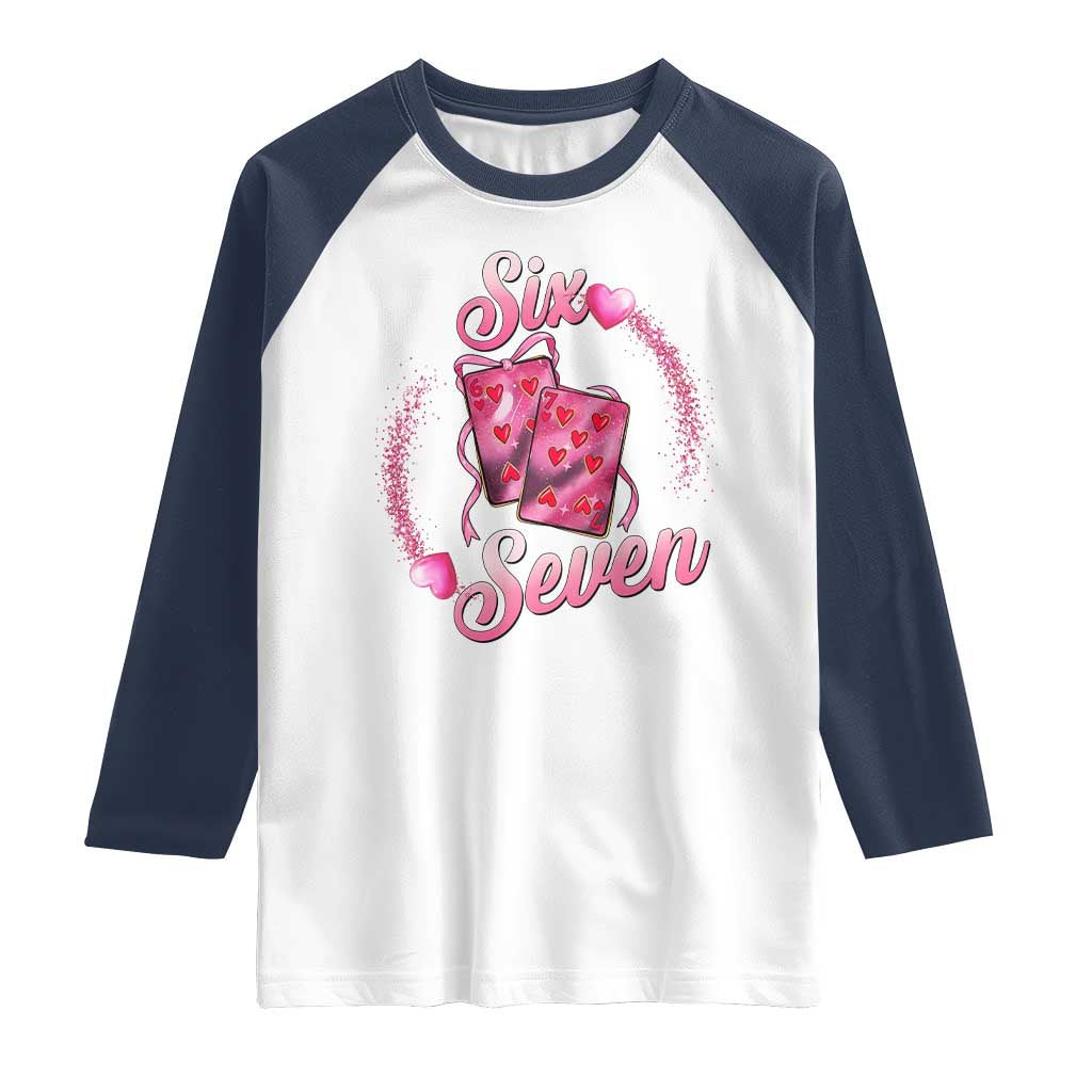 Playing Cards 67 Of Hearts Raglan Shirt Six Seven Valentine Meme TS12 White Navy Print Your Wear