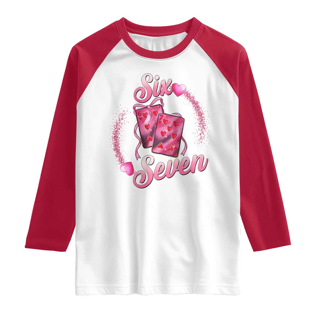 Playing Cards 67 Of Hearts Raglan Shirt Six Seven Valentine Meme TS12 White Red Print Your Wear