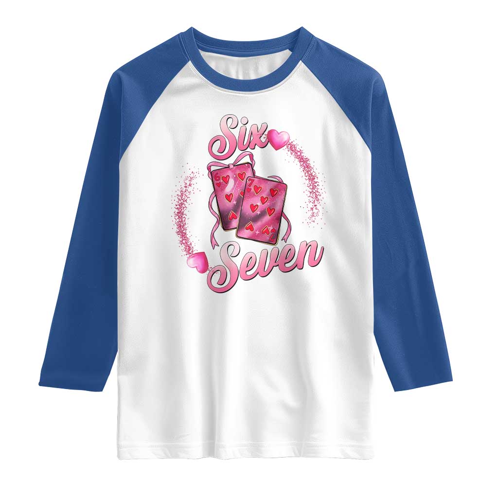 Playing Cards 67 Of Hearts Raglan Shirt Six Seven Valentine Meme TS12 White Royal Print Your Wear
