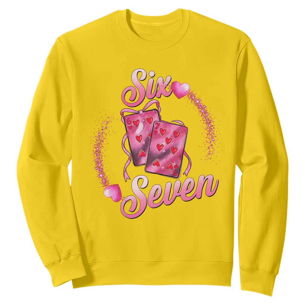 Playing Cards 67 Of Hearts Sweatshirt Six Seven Valentine Meme TS12 Daisy Print Your Wear