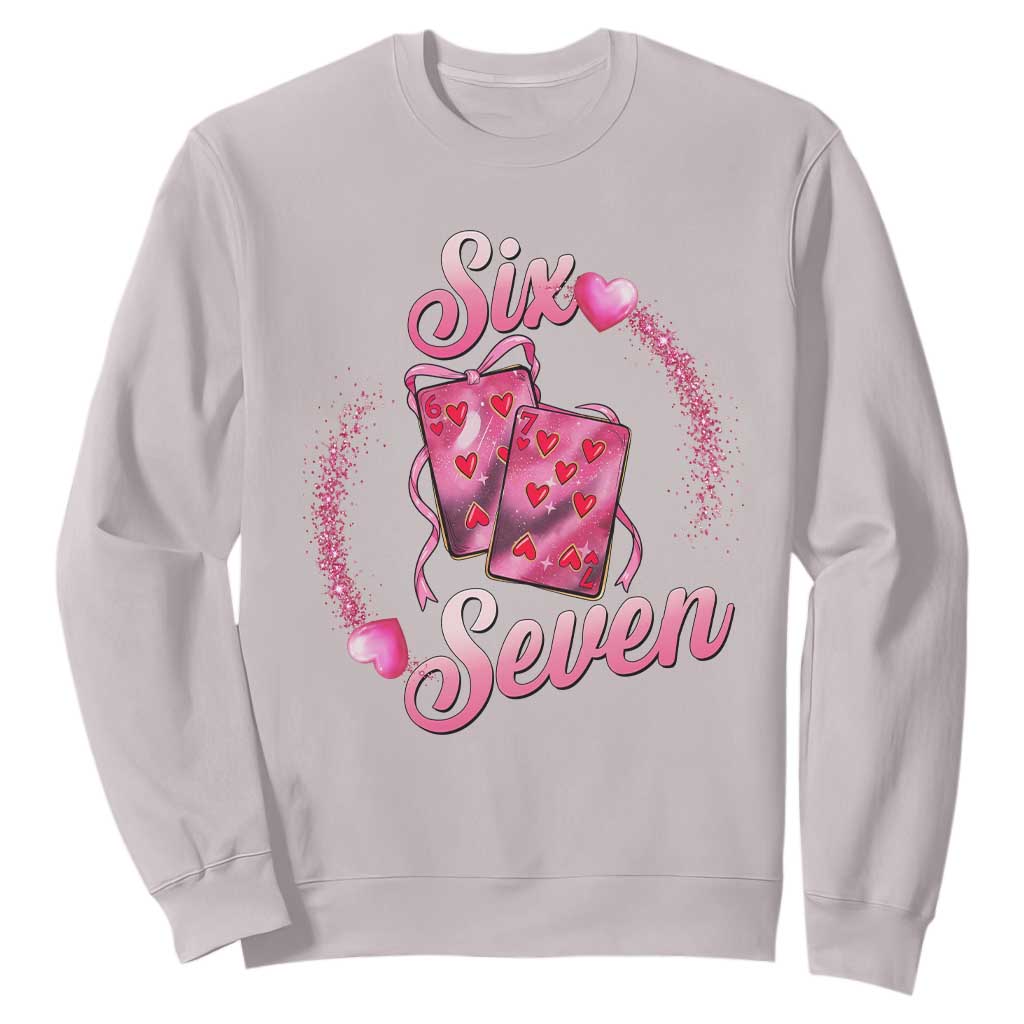 Playing Cards 67 Of Hearts Sweatshirt Six Seven Valentine Meme TS12 Ice Gray Print Your Wear