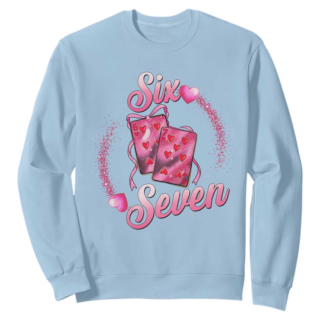 Playing Cards 67 Of Hearts Sweatshirt Six Seven Valentine Meme TS12 Light Blue Print Your Wear