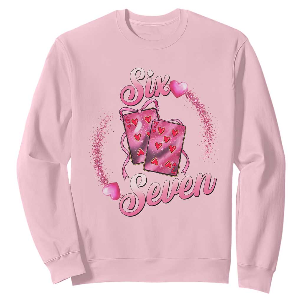 Playing Cards 67 Of Hearts Sweatshirt Six Seven Valentine Meme TS12 Light Pink Print Your Wear