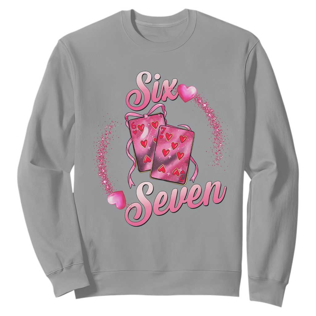 Playing Cards 67 Of Hearts Sweatshirt Six Seven Valentine Meme TS12 Sport Gray Print Your Wear