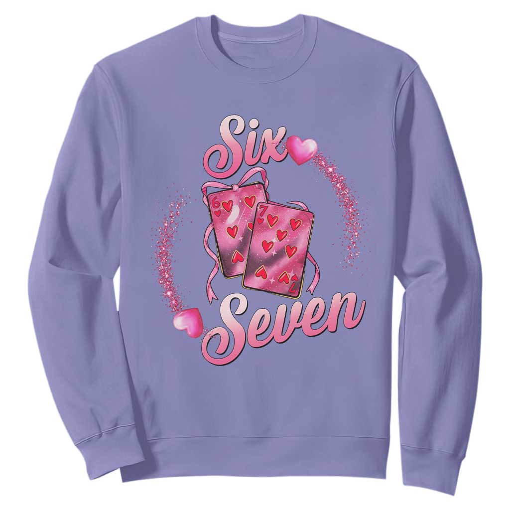 Playing Cards 67 Of Hearts Sweatshirt Six Seven Valentine Meme TS12 Violet Print Your Wear