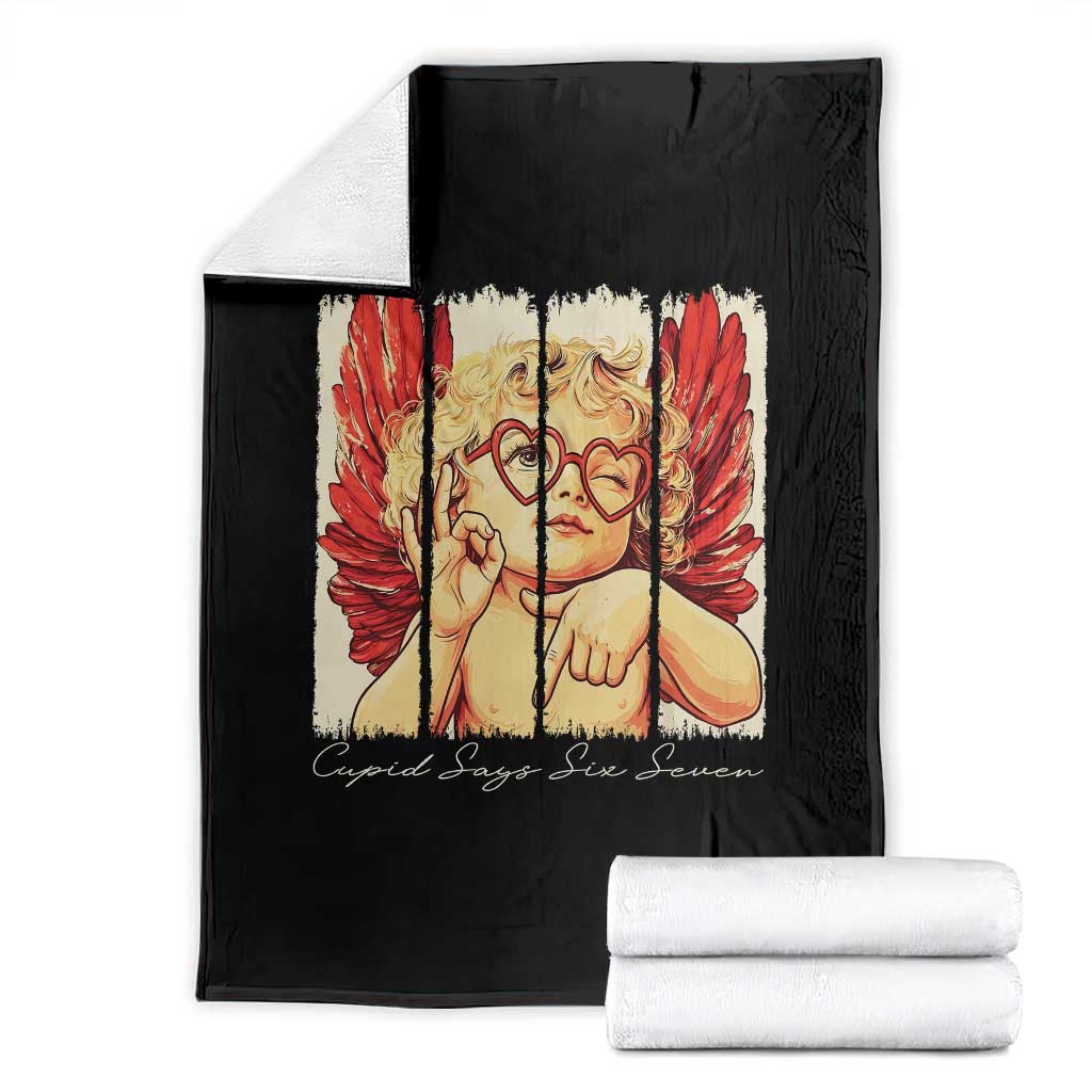 Retro Cupid Says Six Seven Throw Blanket 67 Valentines Day TS12 Black Print Your Wear