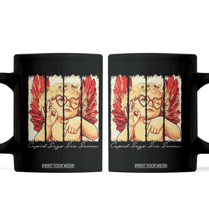 Retro Cupid Says Six Seven Coffee Mug 67 Valentines Day TS12 Black Print Your Wear