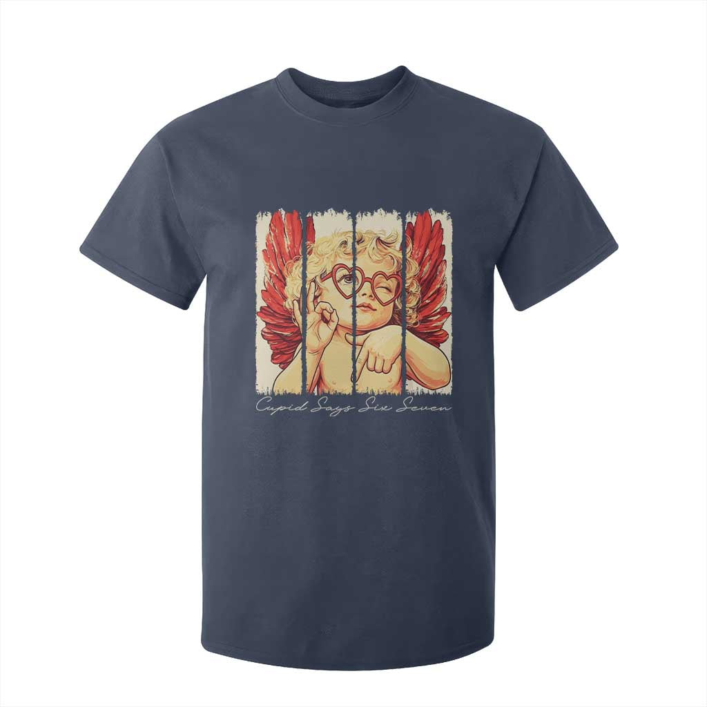 Retro Cupid Says Six Seven T Shirt For Kid 67 Valentines Day TS12 Navy Print Your Wear