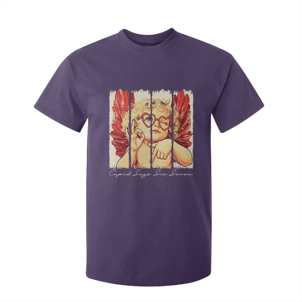 Retro Cupid Says Six Seven T Shirt For Kid 67 Valentines Day TS12 Purple Print Your Wear
