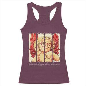 Retro Cupid Says Six Seven Racerback Tank Top 67 Valentines Day TS12 Maroon Print Your Wear