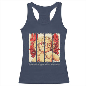 Retro Cupid Says Six Seven Racerback Tank Top 67 Valentines Day TS12 Navy Print Your Wear