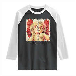 Retro Cupid Says Six Seven Raglan Shirt 67 Valentines Day TS12 Black White Print Your Wear