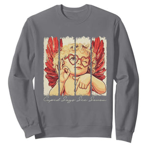 Retro Cupid Says Six Seven Sweatshirt 67 Valentines Day TS12 Charcoal Print Your Wear
