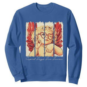 Retro Cupid Says Six Seven Sweatshirt 67 Valentines Day TS12 Royal Blue Print Your Wear