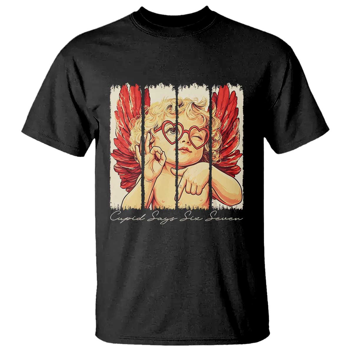 Retro Cupid Says Six Seven T Shirt 67 Valentines Day TS12 Black Print Your Wear