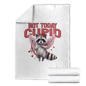 Funny Raccoon Cupid Anti Valentine Throw Blanket Not Today Cupid TS12 White Print Your Wear
