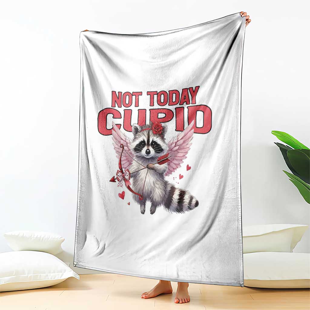 Funny Raccoon Cupid Anti Valentine Throw Blanket Not Today Cupid TS12 Print Your Wear