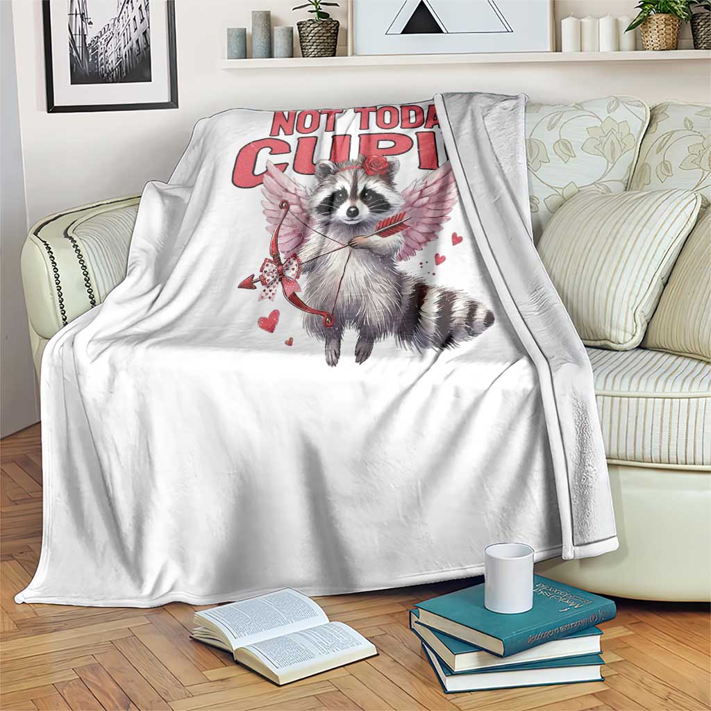 Funny Raccoon Cupid Anti Valentine Throw Blanket Not Today Cupid TS12 Print Your Wear
