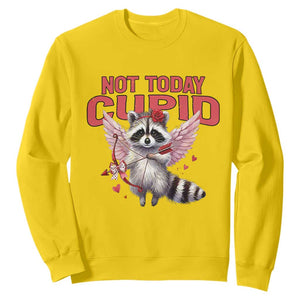 Funny Raccoon Cupid Anti Valentine Sweatshirt Not Today Cupid TS12 Daisy Print Your Wear