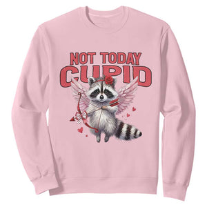 Funny Raccoon Cupid Anti Valentine Sweatshirt Not Today Cupid TS12 Light Pink Print Your Wear