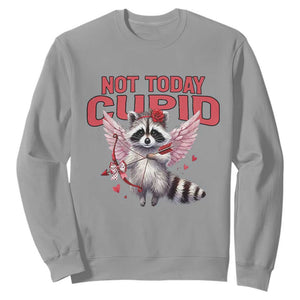 Funny Raccoon Cupid Anti Valentine Sweatshirt Not Today Cupid TS12 Sport Gray Print Your Wear