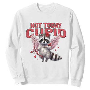 Funny Raccoon Cupid Anti Valentine Sweatshirt Not Today Cupid TS12 White Print Your Wear