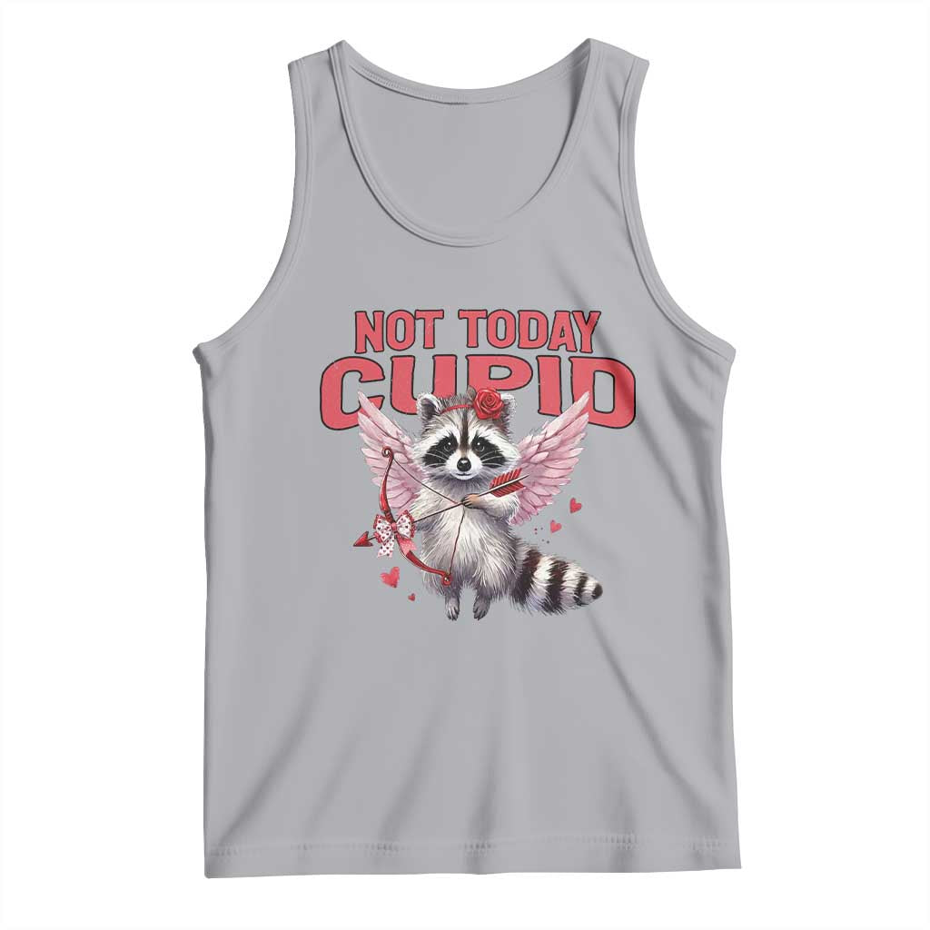 Funny Raccoon Cupid Anti Valentine Tank Top Not Today Cupid TS12 Athletic Heather Print Your Wear