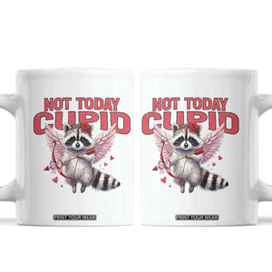 Funny Raccoon Cupid Anti Valentine Coffee Mug Not Today Cupid TS12 White Print Your Wear