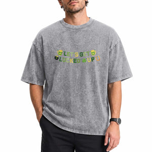 Lets Get Lucked Up Washed Cotton T-Shirt St Patricks Day Drinking